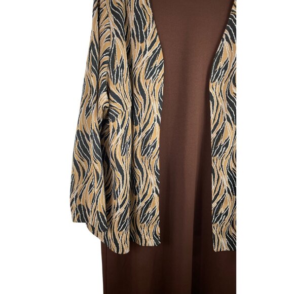 Vintage Style Brown Dress & Zebra Print Open Cardigan Set Womens Size B2 - Picture 4 of 10
